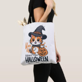 Happy Halloween - Schattigee kat met Trick or trea Tote Bag (Dichtbij)