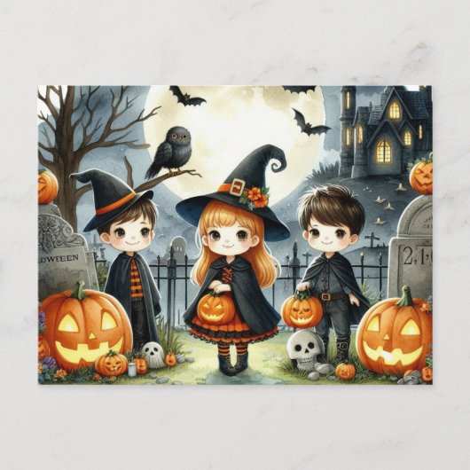 Happy Halloween Schattigee Kinder kleding Feestdagenkaart (Voorkant)