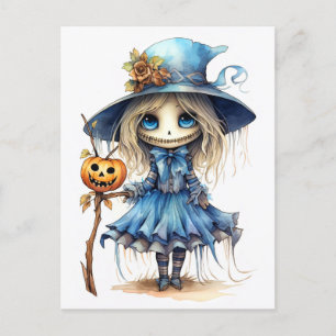 Happy Halloween Schattigee kleine heks Briefkaart