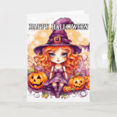 Happy Halloween | Schattigee kleine sassy heks Kaart (Voorkant)