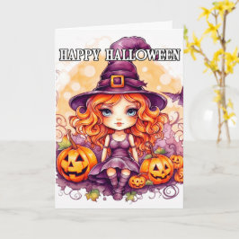 Happy Halloween | Schattigee kleine sassy heks Kaart