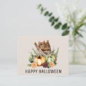 Happy Halloween Schattigee kleine vleermuis met po Briefkaart (Staand voorkant)