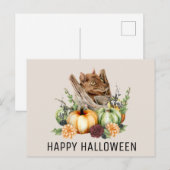 Happy Halloween Schattigee kleine vleermuis met po Briefkaart (Voorkant / Achterkant)