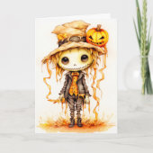 Happy Halloween | Schattigee kleine vogelverschrik Kaart (Voorkant)