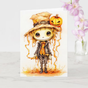 Happy Halloween   Schattigee kleine vogelverschrik Kaart
