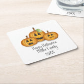 Happy Halloween Schattigee pompoenen Custom Kartonnen Onderzetters (Schuin)