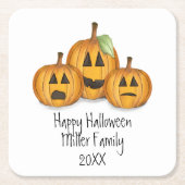 Happy Halloween Schattigee pompoenen Custom Kartonnen Onderzetters (Voorkant)