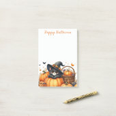 Happy Halloween Schattigee zwarte kat en pompoenen Post-it® Notes (Op bureau)