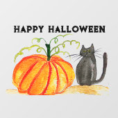 Happy Halloween Schattigee zwarte kat Sinaasappel  Raamsticker (Vel)