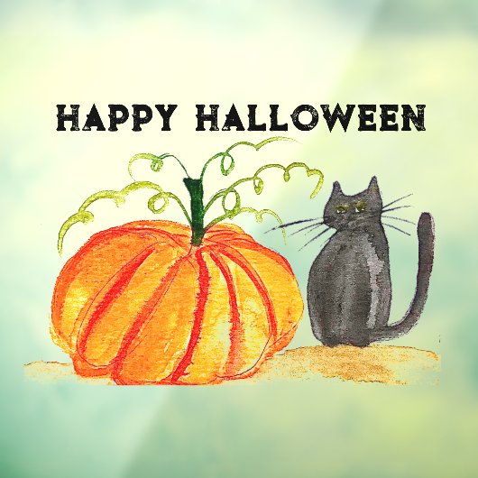 Happy Halloween Schattigee zwarte kat Sinaasappel  Raamsticker (Vel 3)