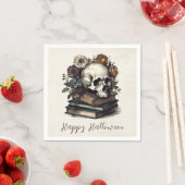 Happy Halloween Schedel Boeken Dark Academia Servet (Insitu)