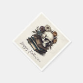 Happy Halloween Schedel Boeken Dark Academia Servet (Hoek)