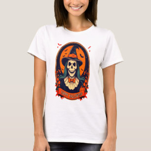 Happy Halloween schedel heks slecht T-shirt