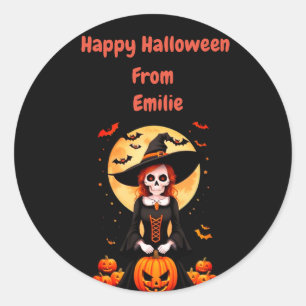 Happy Halloween schedel vogelverschrikker Ronde Sticker