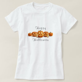 “Happy Halloween” Schrift uitgeholde pompoenen kaa T-shirt