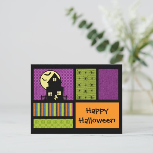 Happy Halloween Scrapbook Style Briefkaart (Staand voorkant)