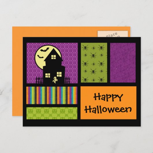 Happy Halloween Scrapbook Style Briefkaart (Voorkant / Achterkant)