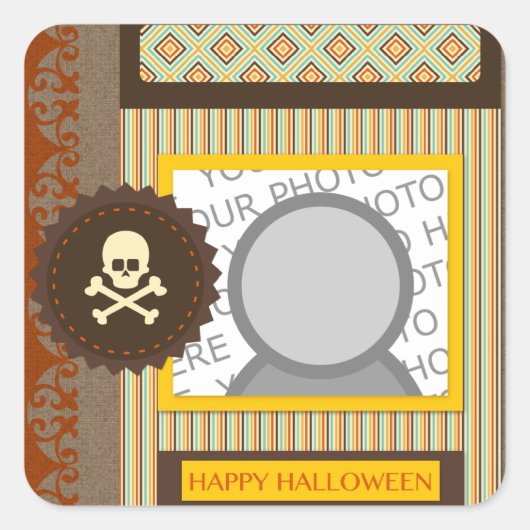 happy halloween ( scrapbook ) vierkante sticker (Voorkant)