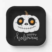 Happy Halloween Script Cute Pumpkin Papieren Bordje (Voorkant)