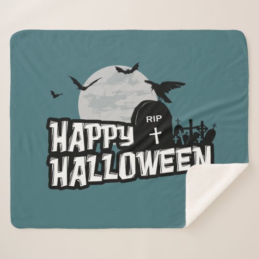 Happy Halloween Sherpa Deken (Voorkant (horizontaal))