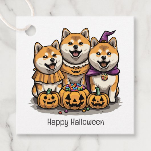 Happy Halloween Shiba Inu Dogs Bedankjes Labels (Voorkant)