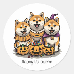 Happy Halloween Shiba Inu Dogs Ronde Sticker