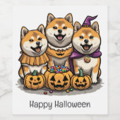 Happy Halloween Shiba Inu Dogs Wijn Etiket (Enkel label)