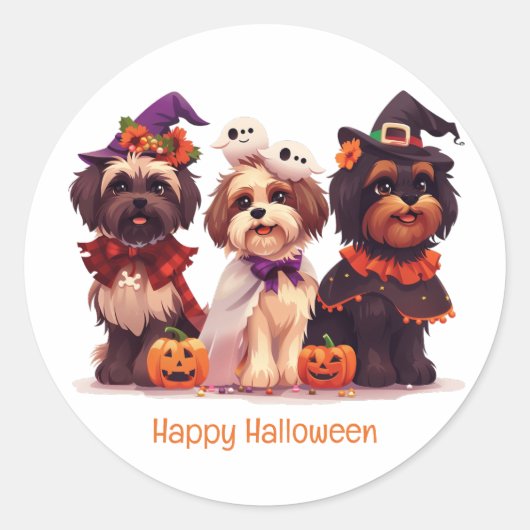 Happy Halloween Shih Tzu Dogs Ronde Sticker (Voorkant)