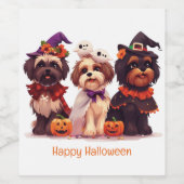 Happy Halloween Shih Tzu Dogs Wijn Etiket (Enkel label)