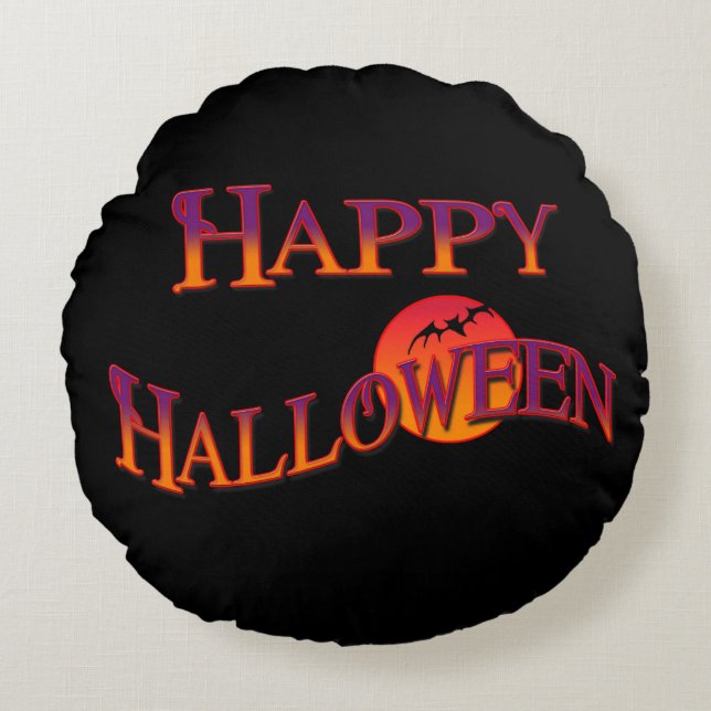 Happy Halloween Sierkussen Rond Kussen (Voorkant)