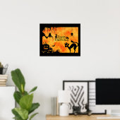 Happy Halloween Silhouette Black Cat en Friends Poster (Thuiskantoor)