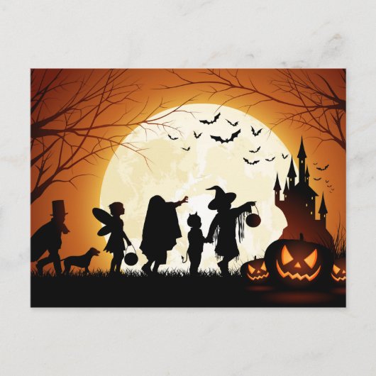 Happy Halloween Silhouette kinderen Briefkaart (Voorkant)