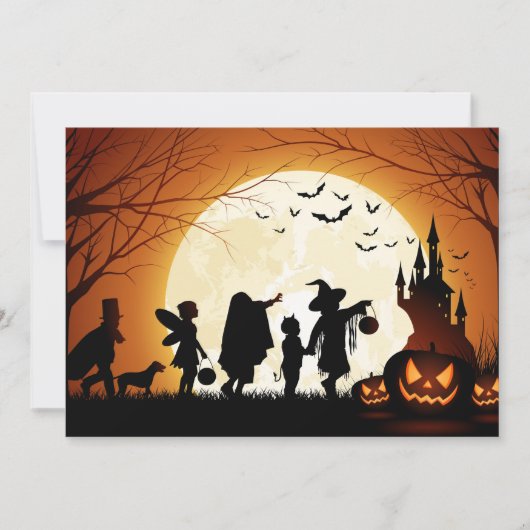 Happy Halloween Silhouette kinderen Kaart (Voorkant)