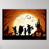 Happy Halloween Silhouette Kinderen Poster (Voorkant)