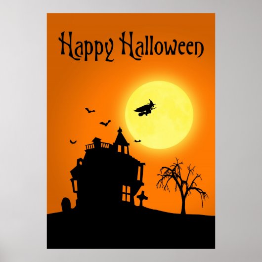 Happy Halloween Silhouette Landscape Poster (Voorkant)