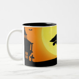 Happy Halloween Silhouette Landscape Tweekleurige Koffiemok