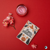 Happy Halloween Sinaasappel Black Retro  Briefkaart