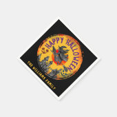 Happy Halloween Sinaasappel Black Witch Broomstick Servet (Hoek)