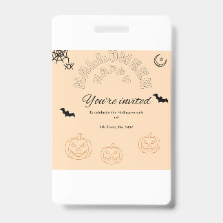 Happy Halloween sinaasappel en schattig Badge
