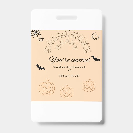 Happy Halloween sinaasappel en schattig Badge (Voorkant)