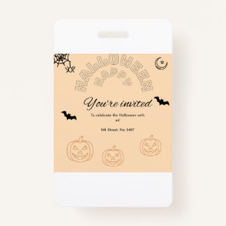 Happy Halloween sinaasappel en schattig Badge