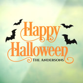 Happy Halloween Sinaasappel en zwart Custom Raamsticker (Vel 3)