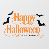 Happy Halloween Sinaasappel en zwart Custom Raamsticker (Vel)