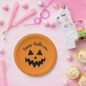 Happy Halloween Sinaasappel pompoen Jack O lantaar Papieren Bordje (Feest)