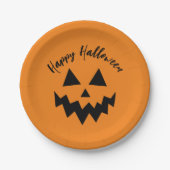 Happy Halloween Sinaasappel pompoen Jack O lantaar Papieren Bordje (Voorkant)