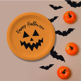 Happy Halloween Sinaasappel pompoen Jack O lantaar Papieren Bordje