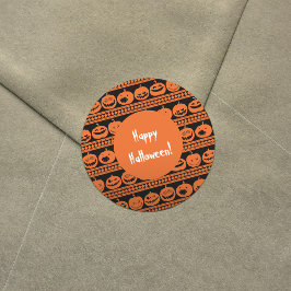 Happy Halloween Sinaasappel pompoen Jack O lantaar Ronde Sticker