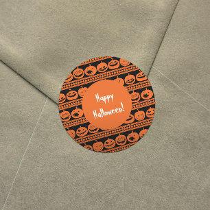 Happy Halloween Sinaasappel pompoen Jack O lantaar Ronde Sticker