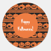 Happy Halloween Sinaasappel pompoen Jack O lantaar Ronde Sticker (Voorkant)