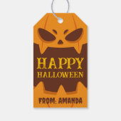 Happy Halloween Sinaasappel Spooky Pumpkin Retro Cadeaulabel (Achterkant)